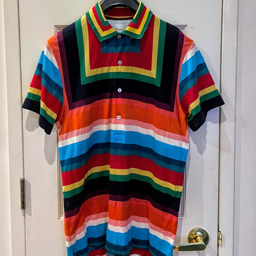 Paul Smith Short Sleeve Polo Shirt multi color stripes